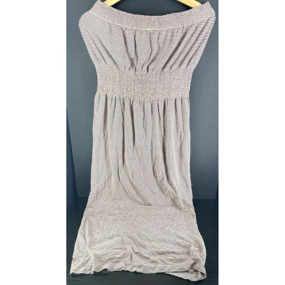 Lark + Grey Womens L/XL Striped Smocked Waist Sleeveless Maxi Dress Rayon/Nylon/